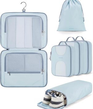 Hanging Travel Packing Cubes, 6 Set Large Travel Cubes for Women Cruise Ship Essentials, Suitcase Organizers